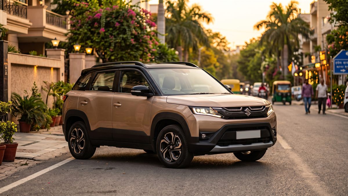 Maruti Suzuki Brezza subcompact SUV, front three-quarter view