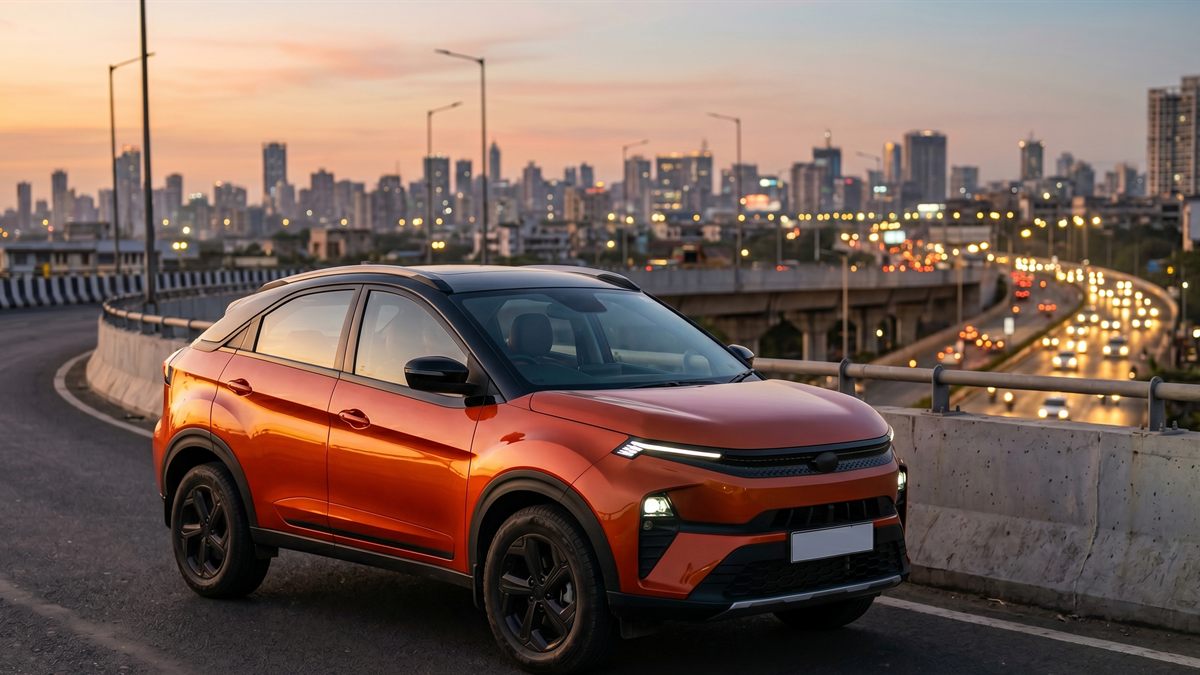 Tata Nexon compact SUV, front three-quarter view